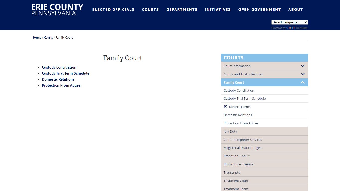Family Court - Erie County, PA