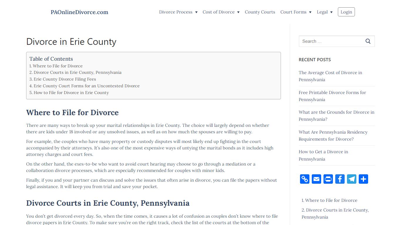 Divorce in Erie County - PAOnlineDivorce.com