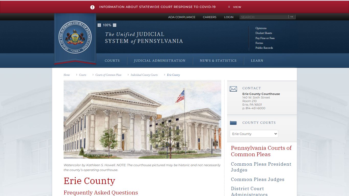Erie County | Individual County Courts - Judiciary of Pennsylvania